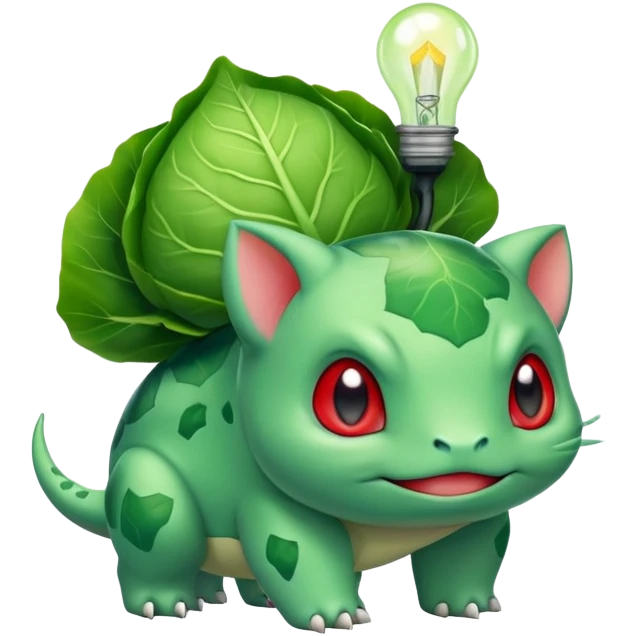 Bulbasaur with a green cabbage-like bulb on back  emoji