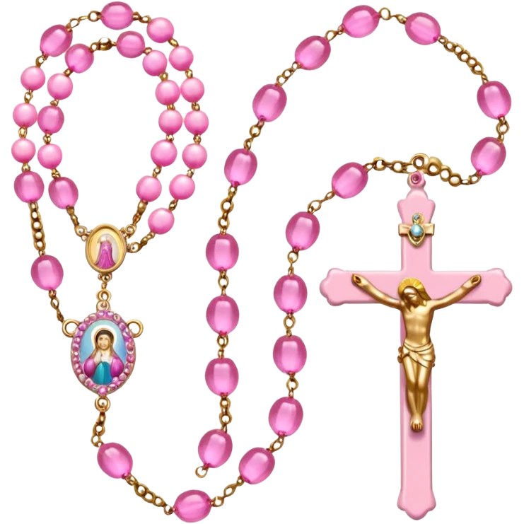 make catholic rosary with very girly pink tones. emoji