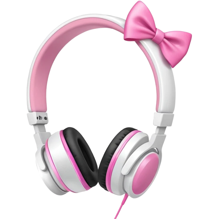 White headphones with pink bow emoji