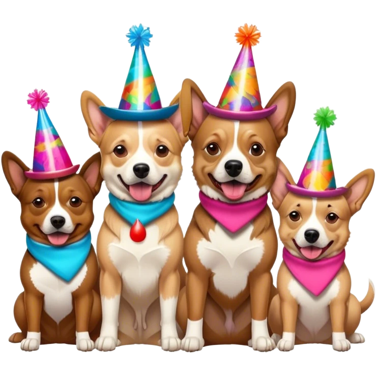 3 cowboy dogs snowboarding birthday party emoji