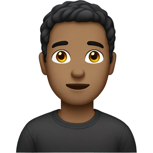 man with short dark brown hair, light skin, neutral expression, and wearing a dark t-shirt emoji