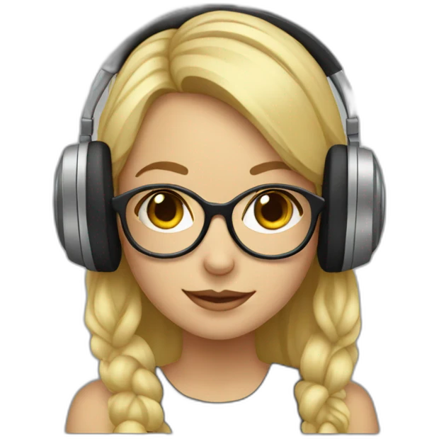 Blonde girl with big glasses and headphones emoji