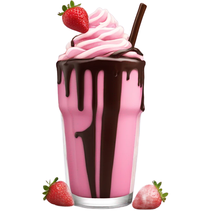 Strawberry shake with chocolate sauce emoji