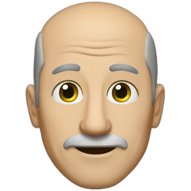 55-year-old man, a long nose, green eyes, balding, brown hair emoji