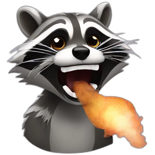 Raccoon opening mouth with smoke coming out emoji