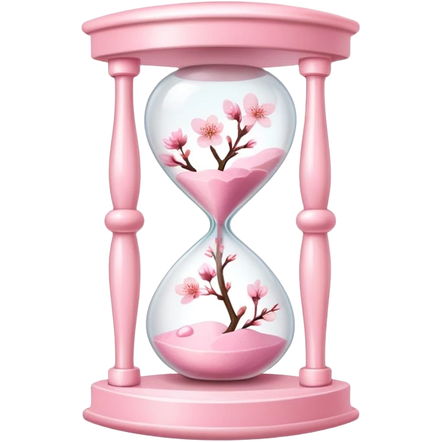 Pink pastel and white Cherry Blossom hourglass emoji