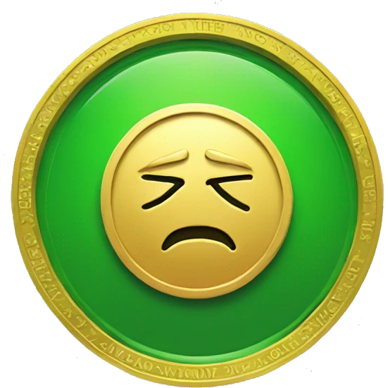 gold coin with UNTHINK written on it and green color  emoji