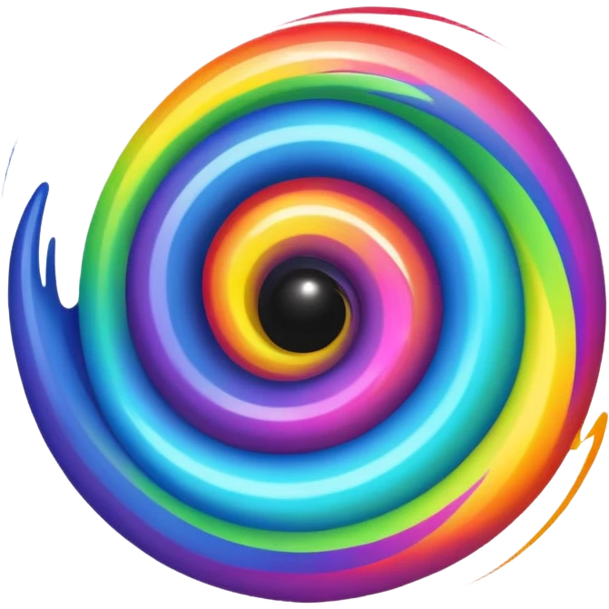 rainbow black hole, swirling colors, cosmic, vibrant, glowing, stylized as an emoji emoji