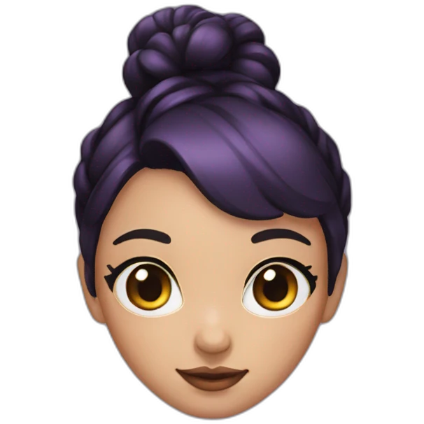 Girl, purple eyes, black short hair with two buns emoji