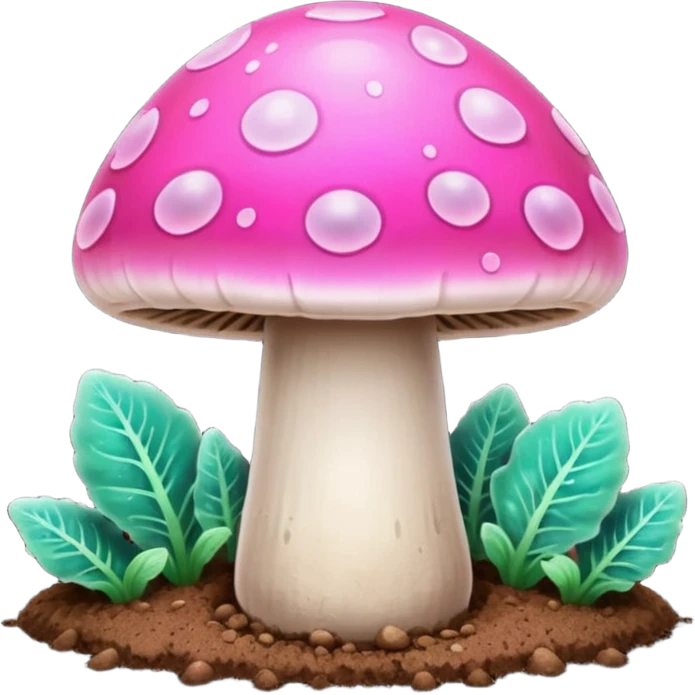 pink glowing magic mushroom with dirt emoji