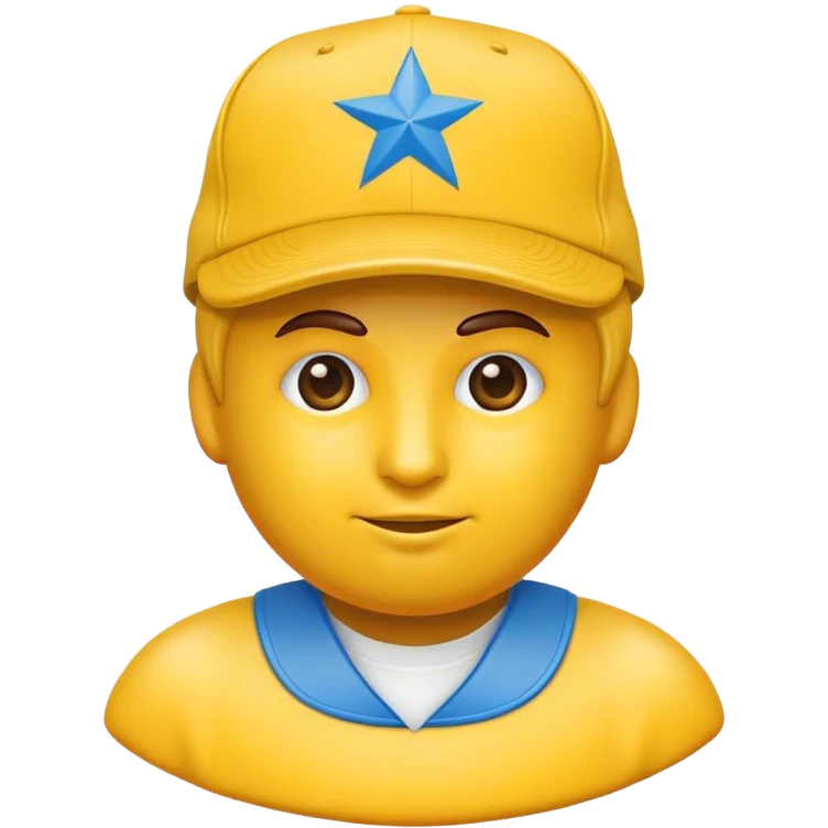 emoji amarillo redondo, con gorra roja y azul que ponga "make America great again" emoji