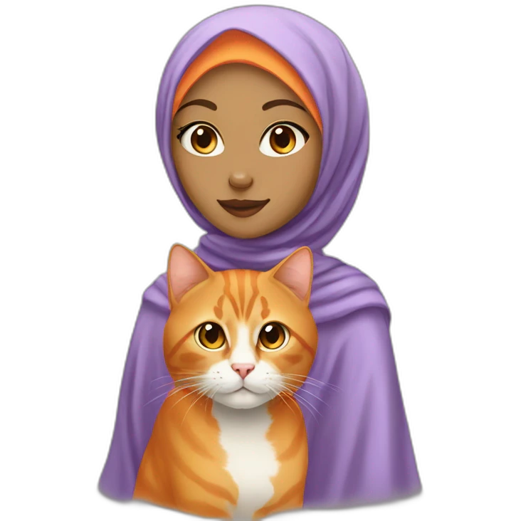 Cure Orange cat with a lightskin who wear hijab emoji