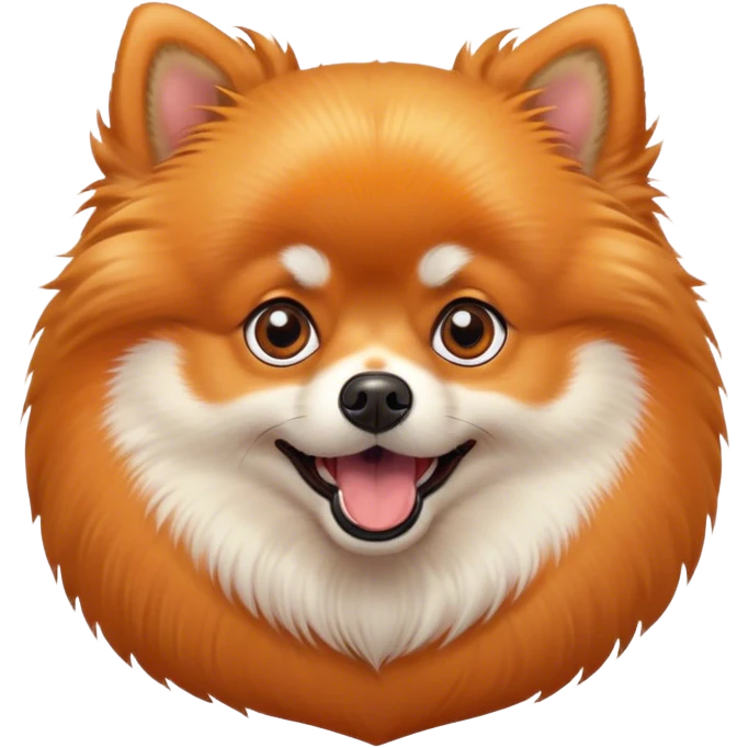 Cinematic Comical Orange Pomeranian Portrait Emoji, Head tilted dramatically with an exaggeratedly shocked or amused expression, featuring a glossy, fluffy orange Fur with a striking sheen, wide, expressive brown eyes filled with playful disbelief, Simplified yet hilariously expressive features, highly detailed, glowing with a slightly sassy glow, high shine, dramatic yet playful, stylized with an air of cheeky mischief, bright and endearing, soft glowing outline, capturing the essence of a spirited and over-the-top companion, so meme-worthy it feels like it could side-eye its way into internet fame instantly! emoji