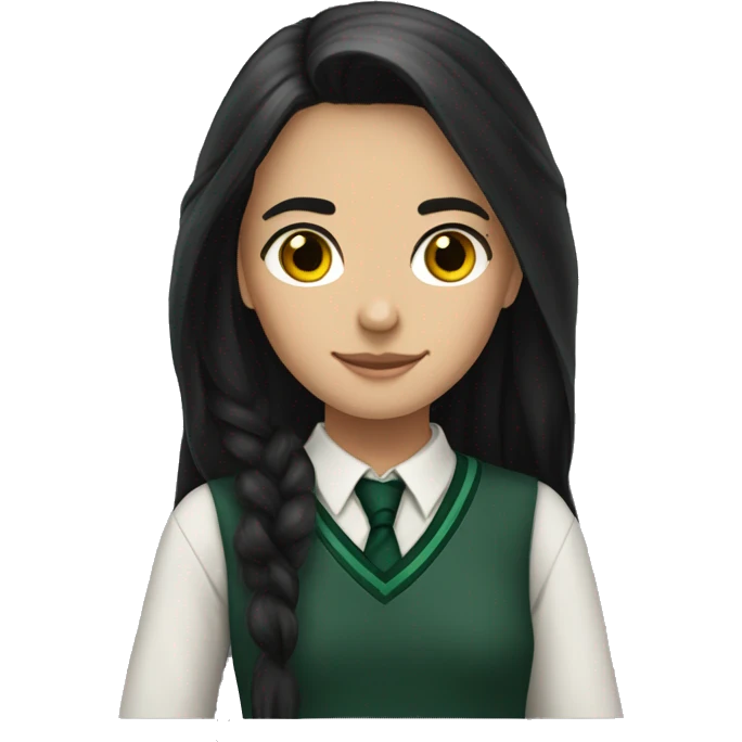 slytherin-student-girl-long dark hair-brown eyes emoji