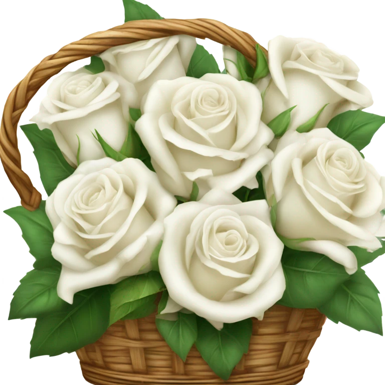 White rose bouquet in basket emoji