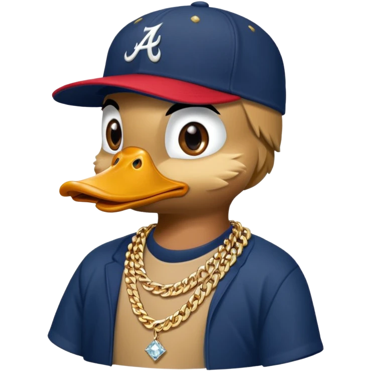 thug duck with Atlanta braves cap and diamond gold chain emoji