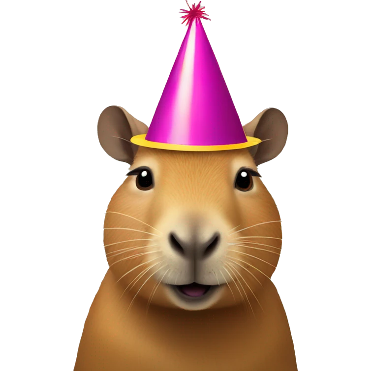 Capybara wearing a party hat emoji