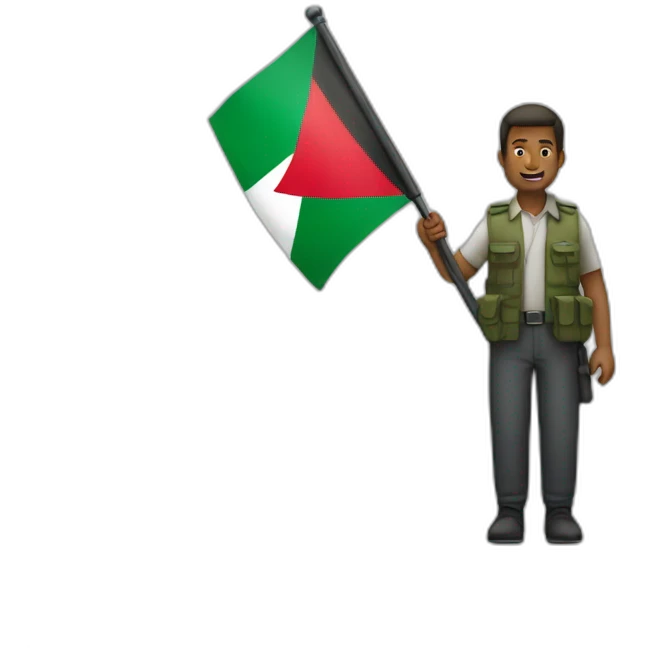 a man holding palestine flag emoji