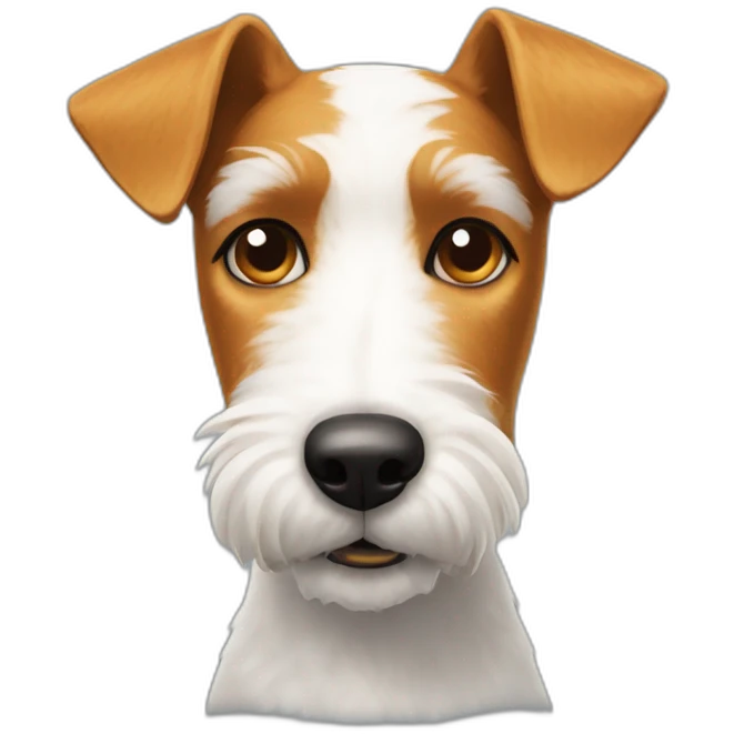 Fox terrier with one pointy ear and the other ear folded emoji