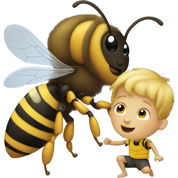 Bee turning a boy into a bee emoji