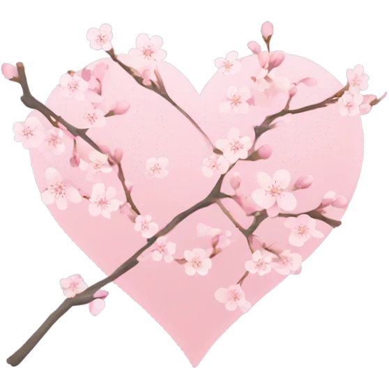 Pastel pink heart with Cherry Blossom leafs emoji