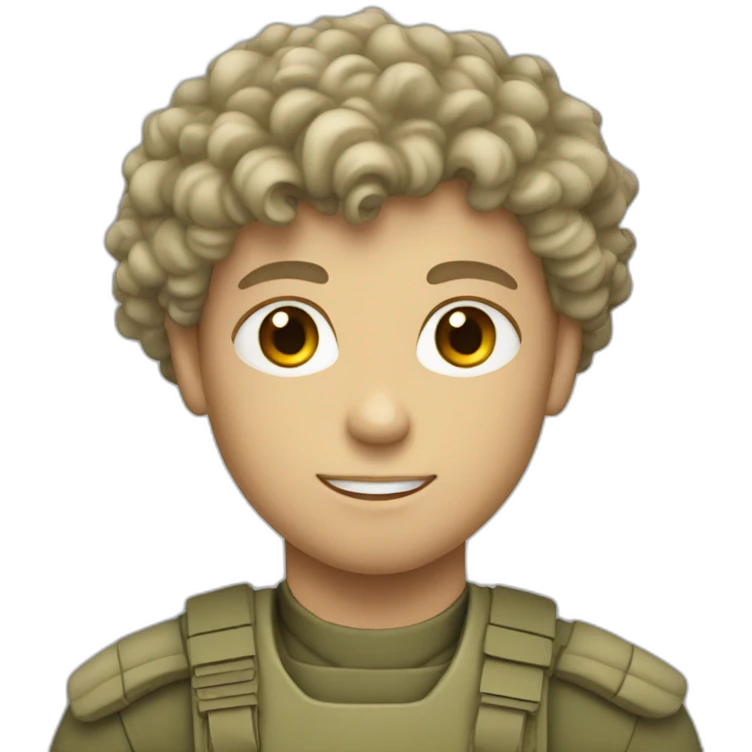 white soldier thin boy with curly hair emoji