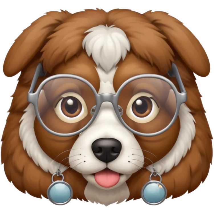 dog wearing grany emoji
