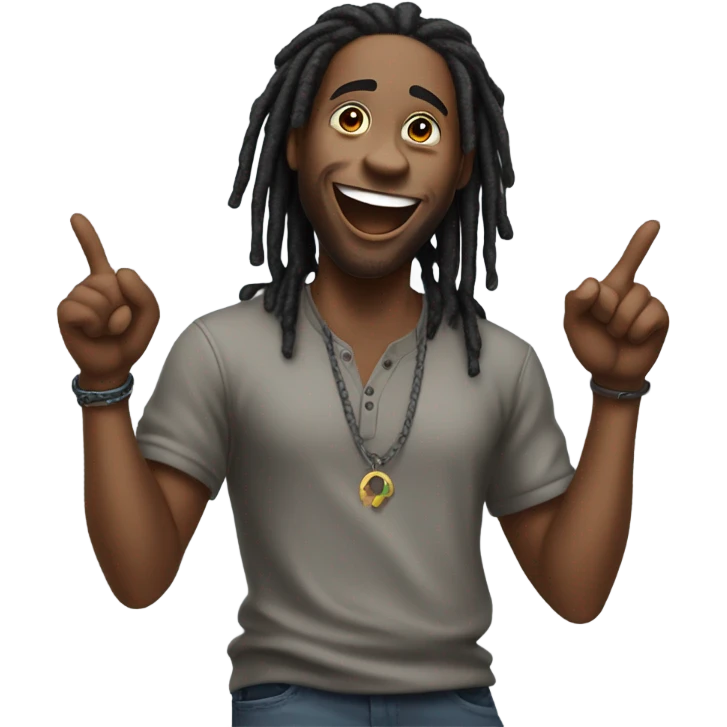 A black guy with dreads pointing at you laughing ￼ emoji