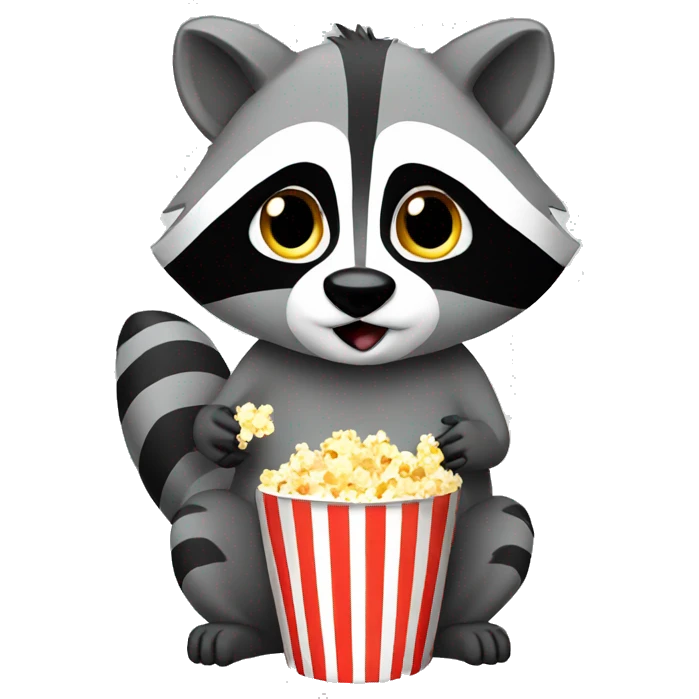 Raccoon eating popcorn emoji