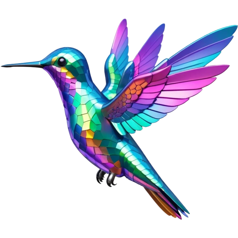 Futuristic colored, detailed, 3d Rendering, hummingbird emoji