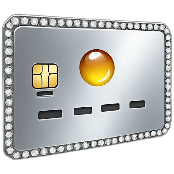 Silver credit card with gems emoji