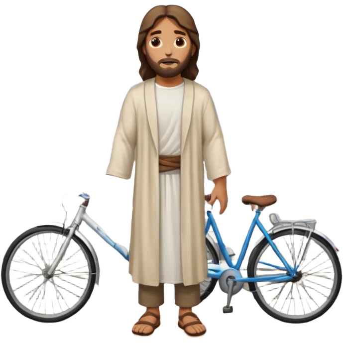 Jesus helping someone in need on a city sidewalk, surrounded by a diverse group of bystanders, detailed city background with crosswalks, storefronts, and bicycles emoji