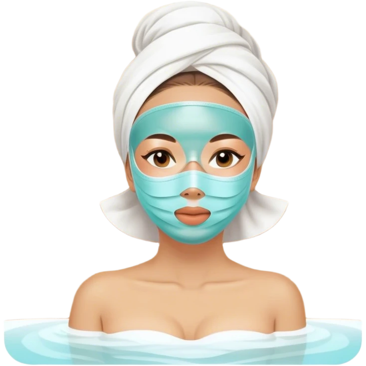 Lady with face mask spa beauty full face relaxing emoji