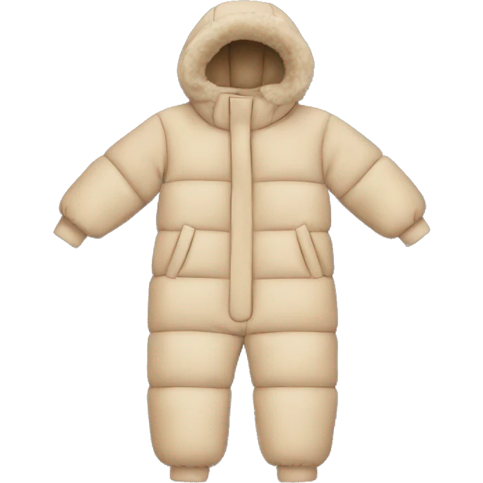 Beige children's winter jumpsuit with a small down on the hood emoji