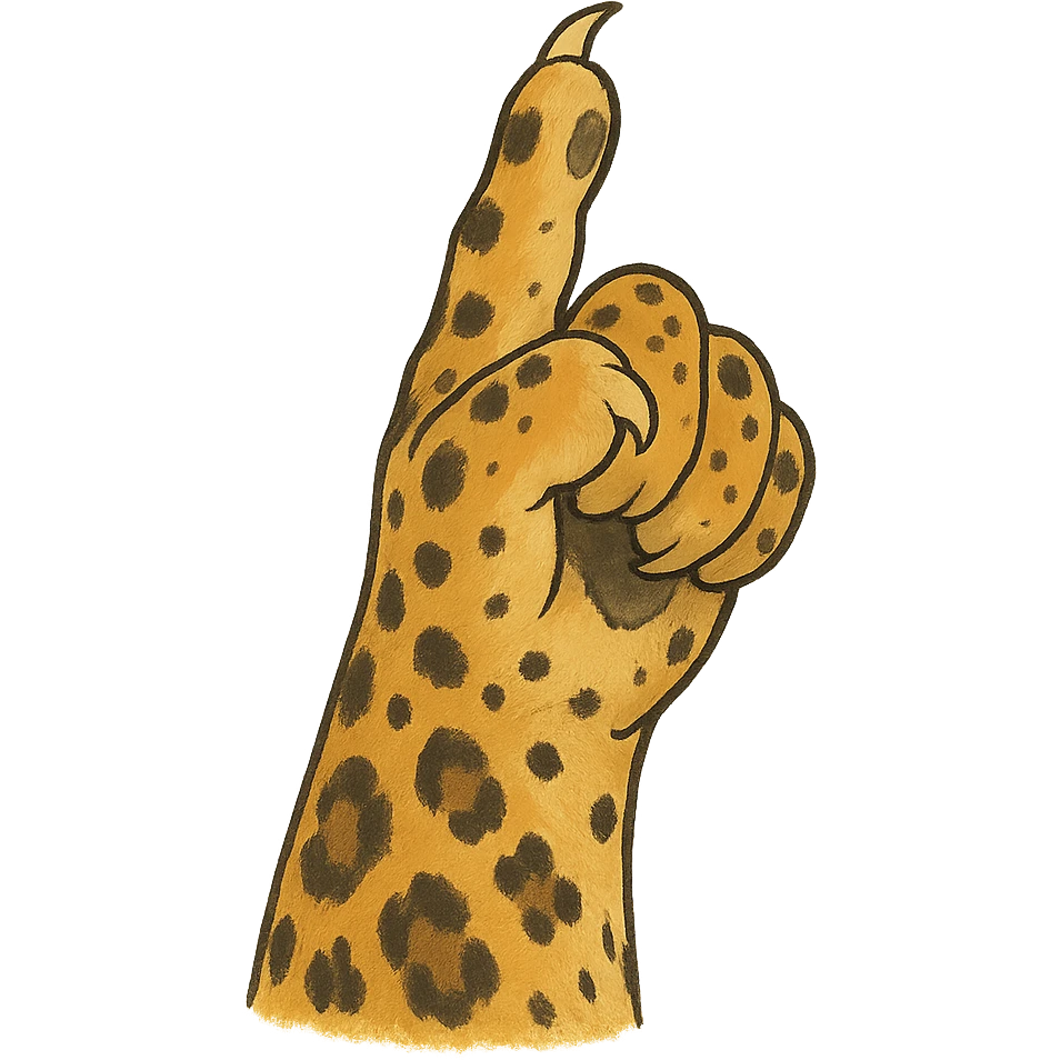 aesthetic leopard paw pointing up with beautiful leopard colors emoji