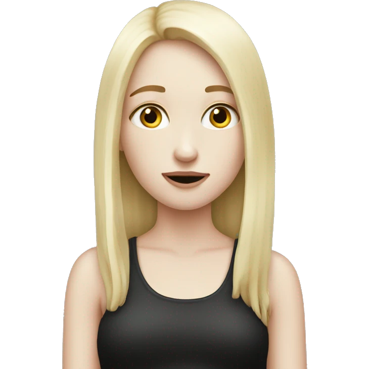 Pale girl with long black eating emoji