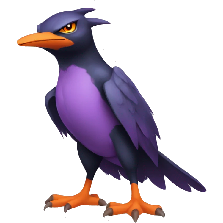 Cool Black Noibat-Quilava-Pokémon with orange belly and purple markings Full Body emoji