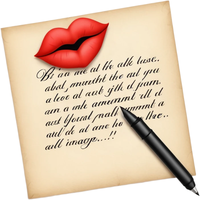 handwritten note with a kiss elegant emoji