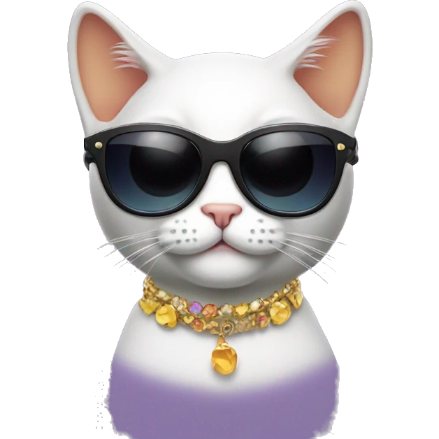 birthday cat with cool earrings and sunglasses emoji