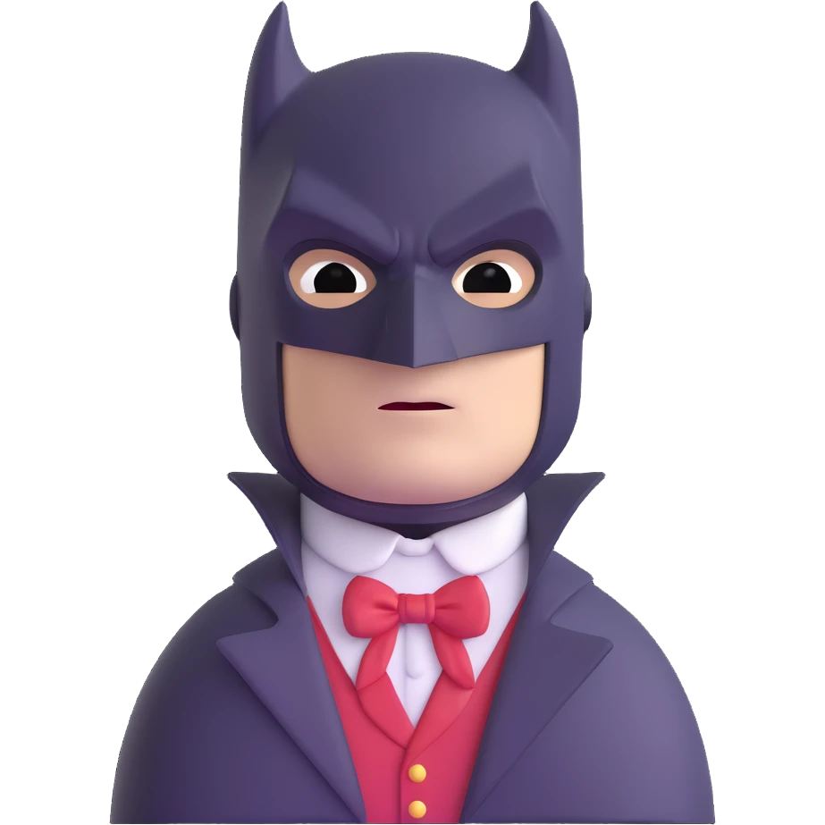 Batman with his black bat mask wearing Victorian era clothes and top hat emoji