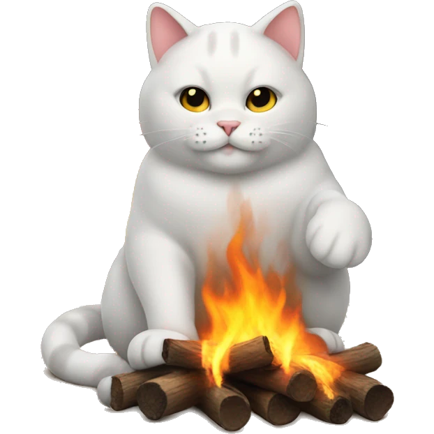 cat warms its paws by the fire emoji