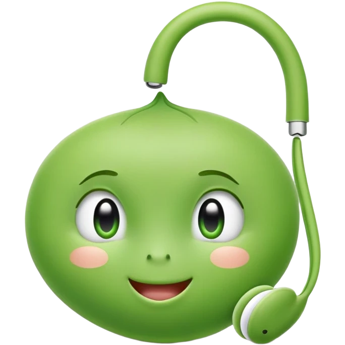 winking cute green pea with airpods emoji