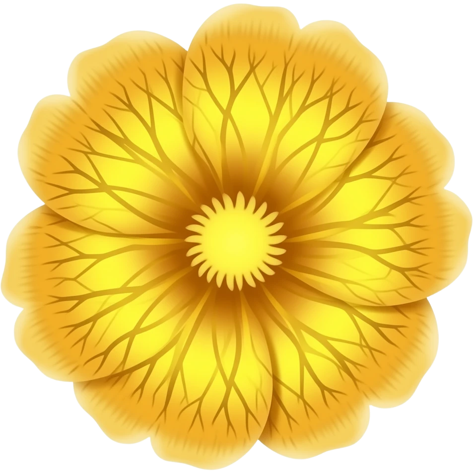 bioluminescent, detailed golden flower emoji
