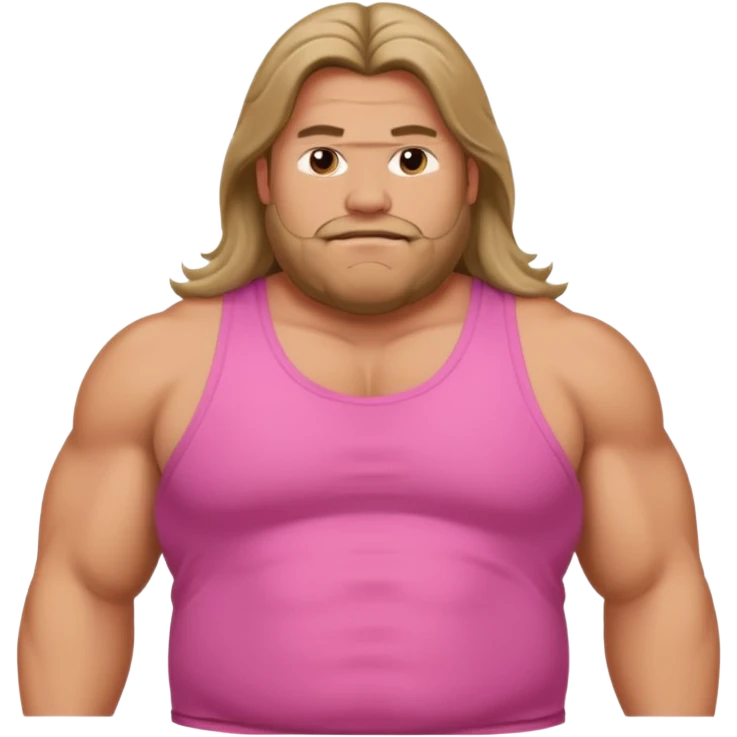 Long hair fat muscle men in pink tank top emoji