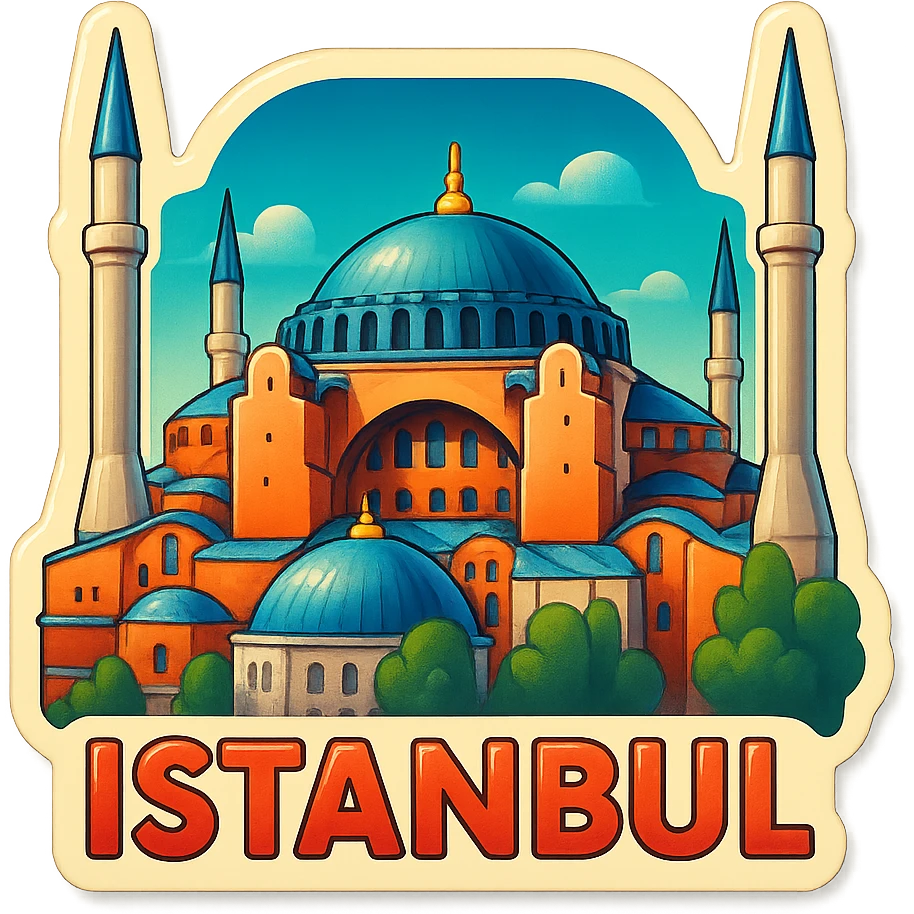 Isometric illustration of Istanbul, featuring photorealistic Hagia Sophia emoji