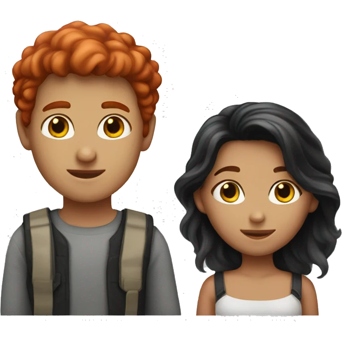 "A red-haired, fair-skinned girl and a black-haired, fair-skinned boy." emoji