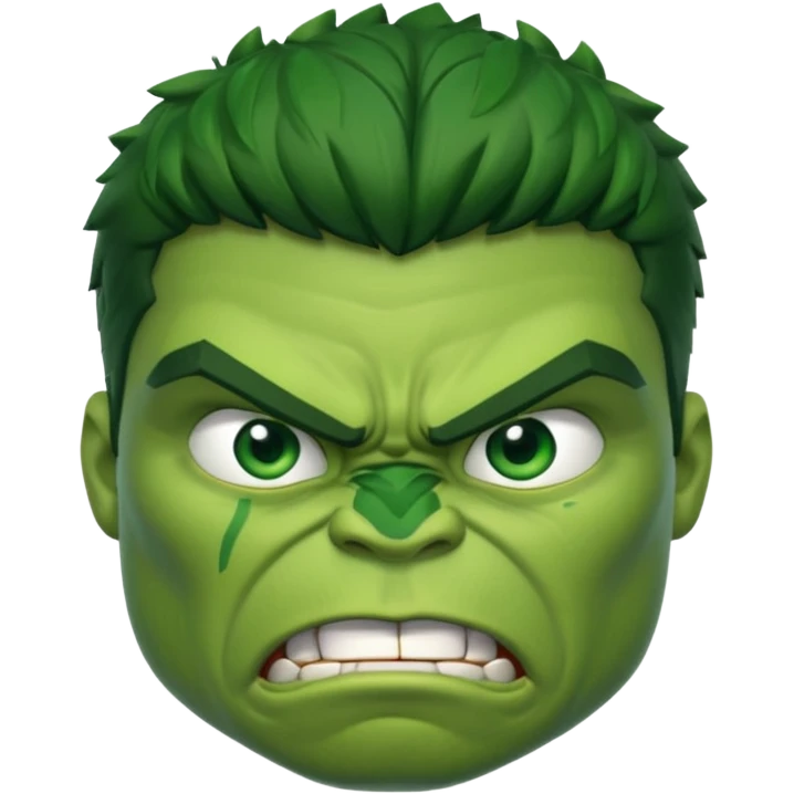young Hulk  angry  character face only front face different emoji