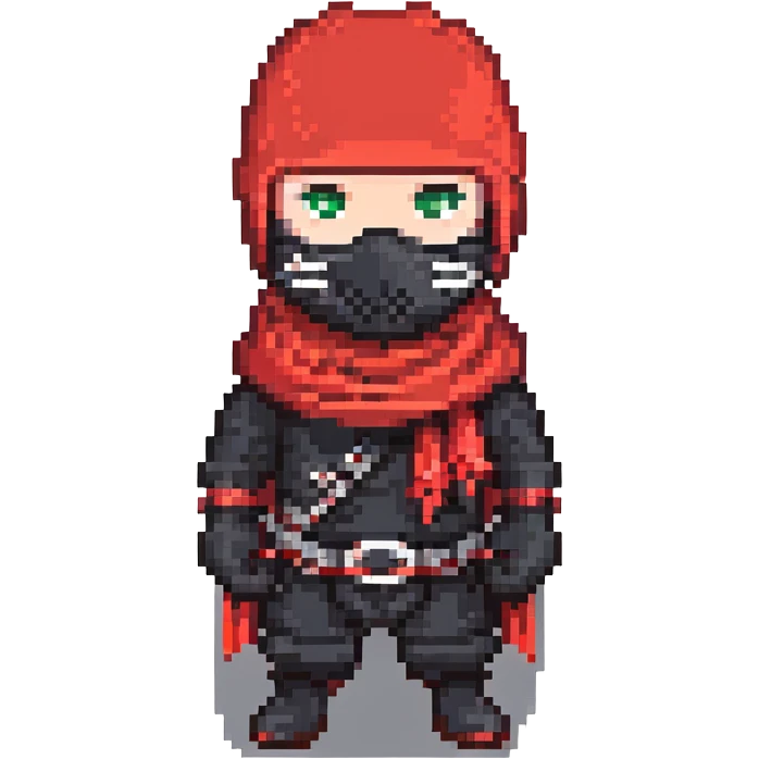 masked ninja with red scarf emoji