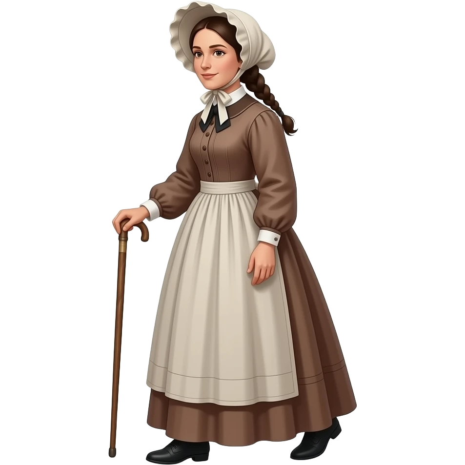 pioneer woman from 1850 walking sideways looking forward emoji