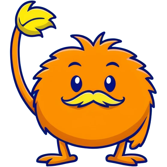 orange lorax character with yellow mustache who speaks for the trees emoji